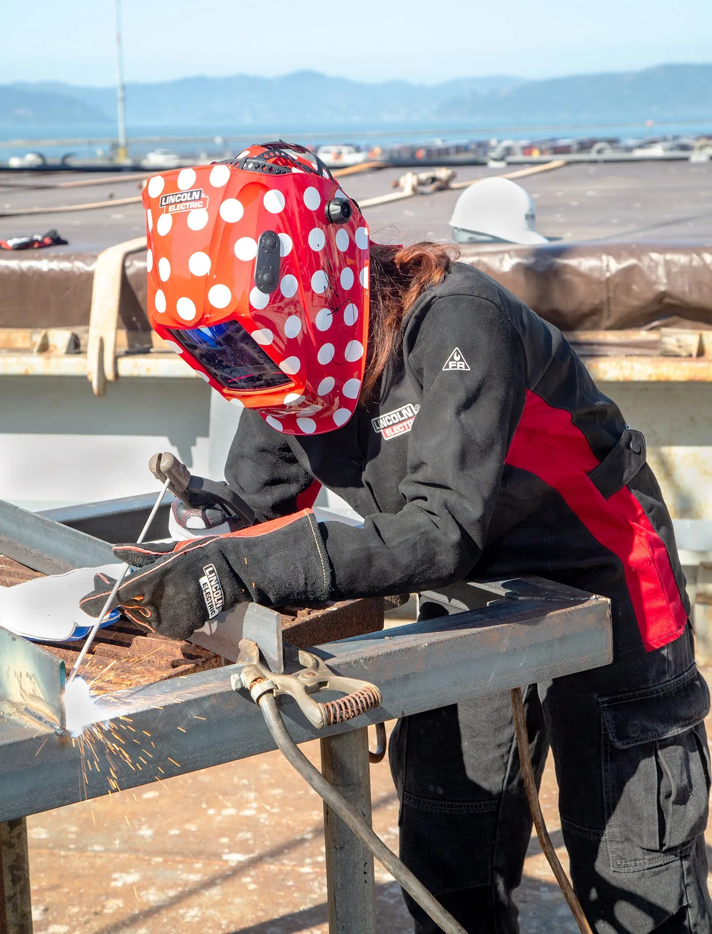Welding work during Red Oak Victory revival